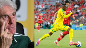 South African coach Hugo Broos and Thapelo Maseko who scored the winning goal against South Korea.