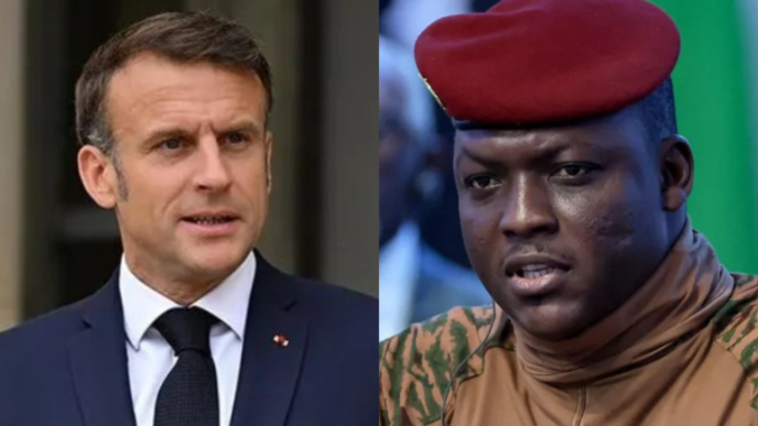 France President Emmanuel Macron and President of the transition of Burkina Faso Ibrahim Traoré.