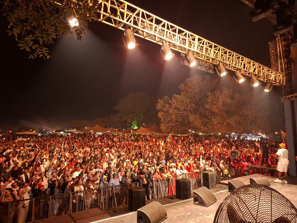 Kabelo Mabalane brings the house down during his headline closing set on the Main Stage at MTN Bushfire 2026, Malkerns, Eswatini. | Photo: Adekunle Owolabi