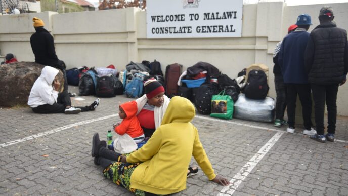Crowd gathers outside the Malawian Consulate General in Johannesburg, 28 June 2026. Picture: Nigel Sibanda/The Citizen