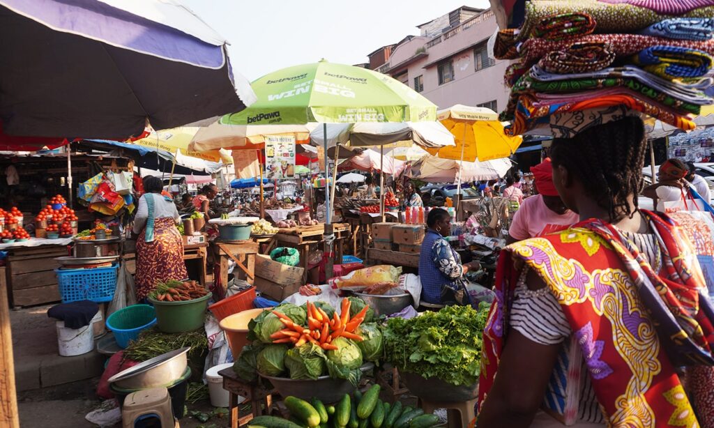 A photo showing street vendors displaying their goods in a market place. (Photo: StreetNet International)