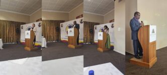 Senate President Senator Lindiwe Gwebu-Dlamini makes remarks; Senate Portfolio Committee on Justice Chairperson Senator Isaac Magagula; Commissioner Zwelethu Mnisi; and European Union Head of Cooperation Eva Maria Engdahl, representing the EU Ambassador, at the Paris Principles induction session in Eswatini. | Photo: Eswatini Commission on Human Rights and Public Administration