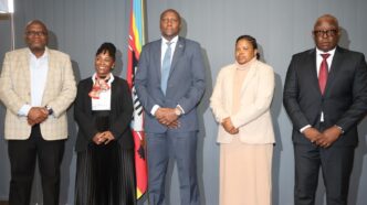 Eswatini PM Russell Dlamini with members of the commission to investigate EMCU after his announcement today. | Photo: X/Eswatini Government
