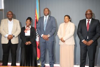 Eswatini PM Russell Dlamini with members of the commission to investigate EMCU after his announcement today. | Photo: X/Eswatini Government