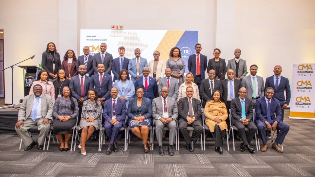 Officials from the Common Monetary Area member states pose for a group photo during the high level quarterly meeting hosted by the Central Bank of Eswatini on Thursday. (Photo: Central Bank of Eswatini)