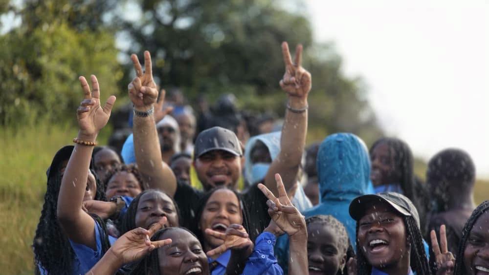 Nollywood star Ramsey Nouah shares a moment with fans during his first visit to the Victoria Falls, where the acclaimed actor and film director took in one of Africa's greatest natural wonders. (Photo: Ministry of Tourism Zambia)