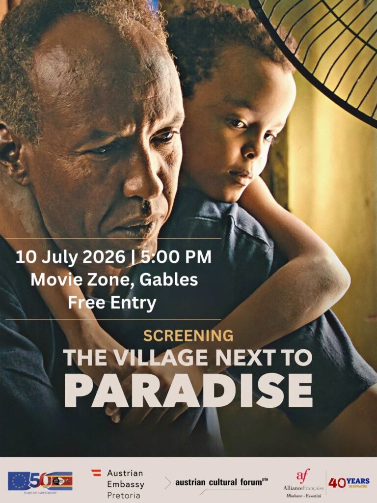 The official flyer for the EU Film Festival screening of The Village Next to Paradise, set for July 10 at Movie Zone, The Gables, in Ezulwini. (Image: Alliance française de Mbabane)