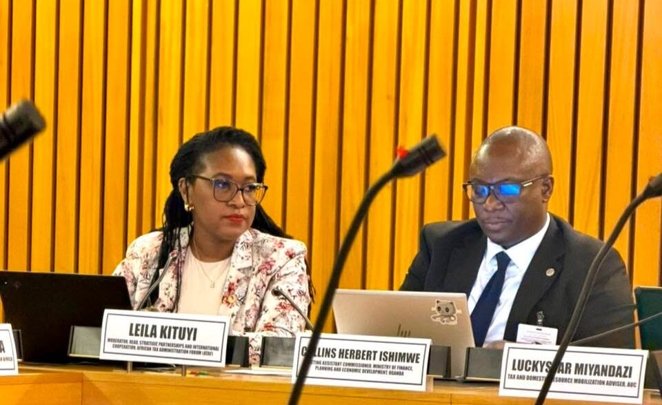 Ms Leila Kituyi, ATAF Head of Strategic Partnerships and International Cooperation, seated alongside Mr Collins Herbert Ishimwe during the Africa Regional Consultation on the Operationalization of the Sevilla Commitments on Financing for Development in Addis Ababa, Ethiopia. (Photo: ATAF)