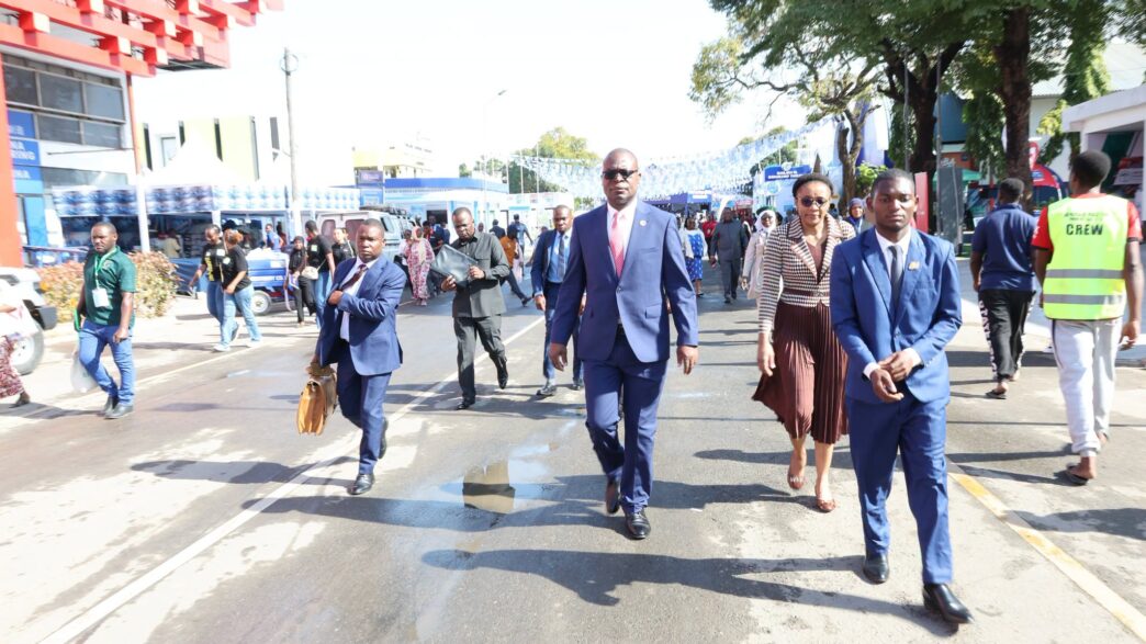 Zimbabwe's Minister of Foreign Affairs and International Trade, Prof. Amon Murwira, tours the grounds of the 50th Dar es Salaam International Trade Fair (Saba Saba) in Tanzania on Friday.