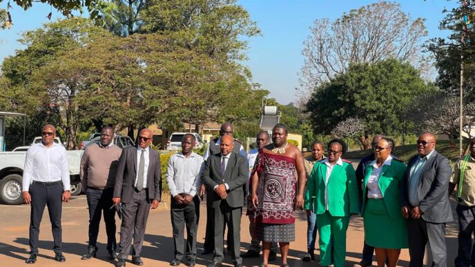 Minister of Public Works and Transport Chief Ndlaluhlaza Ndwandwe, Minister of Health Mduduzi Matsebula and Lobamba MP Honourable Michael Masilela during the tour of the Lobamba Clinic rehabilitation works.