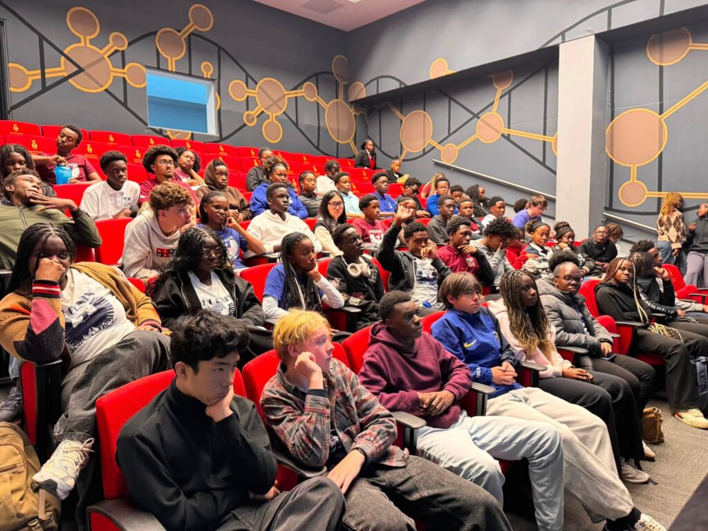 Waterford KaMhlaba learners follow proceedings during a session on the park's service offerings, career opportunities, and Special Economic Zones at the Royal Science and Technology Park.