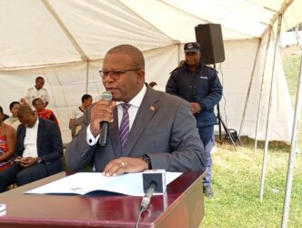 Minister of Commerce, Industry and Trade Manqoba Khumalo addresses cooperators during the commemoration of International Cooperative Day 2026