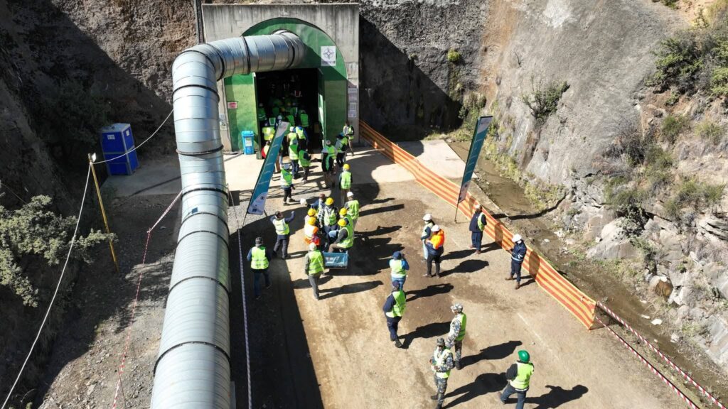 A view inside the Tsehlanyane Adit tunnel, a key part of the Lesotho Lowlands Water Development Project Phase II that will channel 3.15 million cubic metres of water a year into Lesotho during dry spells.