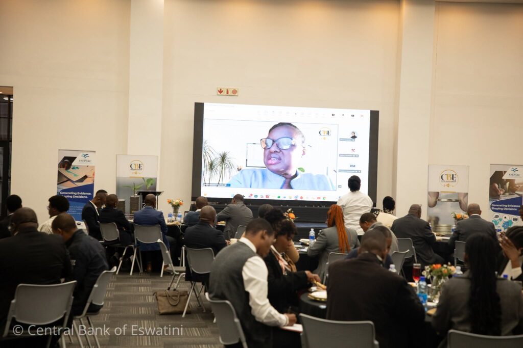 Delegates follow Central Bank of Eswatini Deputy Governor Felicia Dlamini Kunene as she addresses the FinScope Eswatini 2026 Consumer Survey launch remotely this morning. Photo: Central Bank of Eswatini