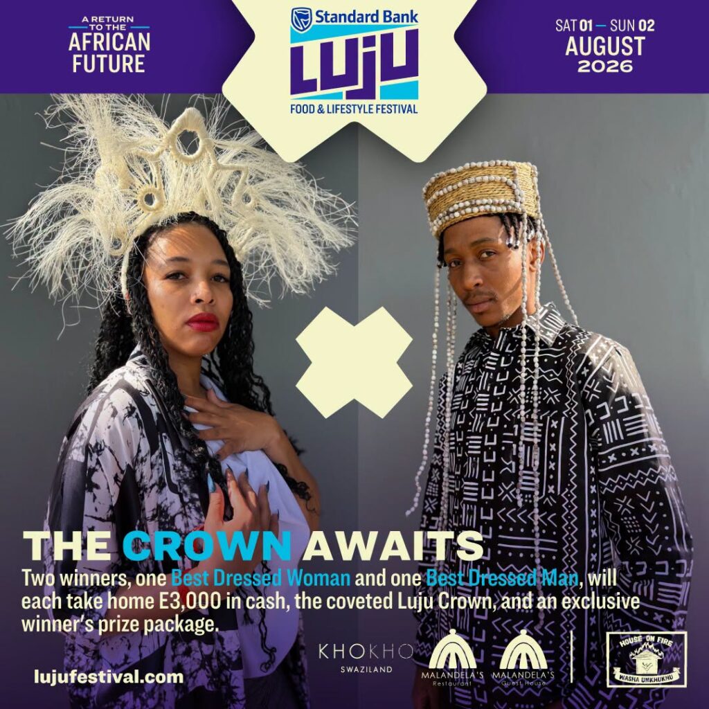 Promotional artwork for the Standard Bank Luju Food and Lifestyle Festival Best Dressed Competition 2026, taking place at Malandela's, Malkerns, on August 1 and 2, 2026.