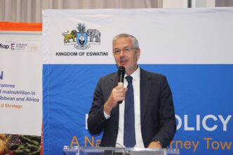 European Union Ambassador to the Kingdom of Eswatini, Karsten Mecklenburg, delivers remarks during the Validation Workshop on Eswatini's National Food and Nutrition Policy and Nutrition Bill at the Hilton Garden Inn in Mbabane. Photo: EU in Eswatini.