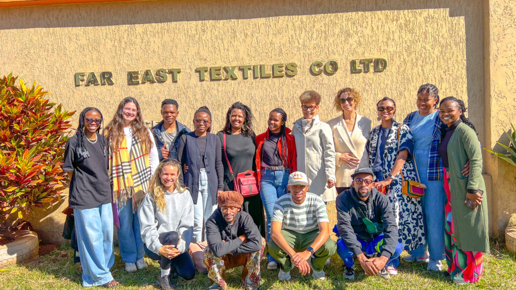 Far East Textiles Founder and Managing Director Tokky Hou with some of the eleven designers during the factory visit at Matsapha.
