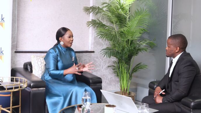 Eswatini Bank Managing Director Dr Nozizwe Mulela speaks to Times of Eswatini Business Editor Nhlanganiso Mkhonta during the Times Talk Podcast. (Pic: Screengrab, Times of Eswatini YouTube)