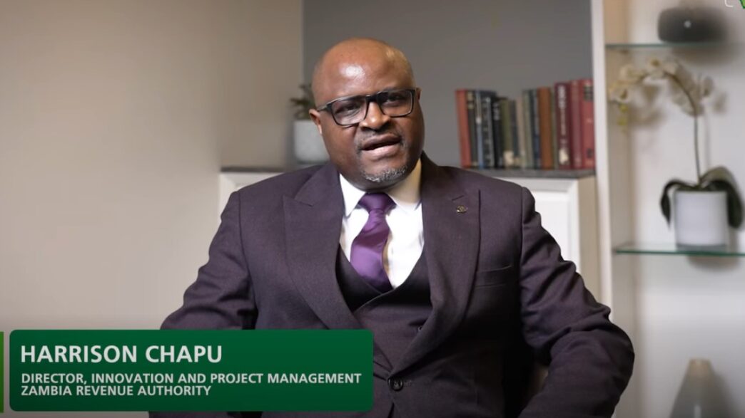 Mr Harrison Chapu, Director of Innovation and Project Management at the Zambia Revenue Authority, speaks on the African developed AEOI IT System in a video released by the African Tax Administration Forum. (Photo: Screengrab from ATAF video)