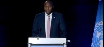 Prime Minister of Eswatini Russell Dlamini making his remarks.