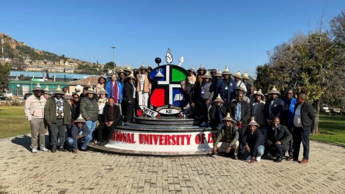 Delegates from the National University of Lesotho, the South African Qualifications Authority and partner institutions from South Africa, Namibia and Eswatini pose for a group photo during the four day UNIICo create workshop held to design a joint entrepreneurship micro credential for the SADC region.