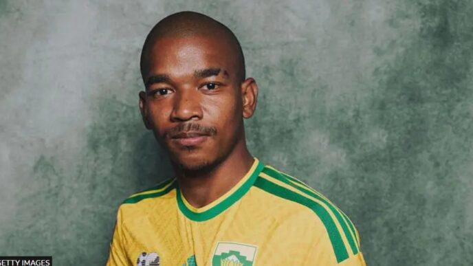 Bafana Bafana and Mamelodi Sundowns midfielder Jayden Adams. @Getty Images