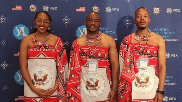 Bertha Sithole, Fisokuhle Khumalo and Mmeli Hlanze, the three Mandela Washington Fellowship alumni who represented Eswatini at the Alumni Forum on U.S. Africa Commercial Partnerships in Nairobi, Kenya, from July 20 to 23, 2026. Photo by U.S. Embassy Eswatini