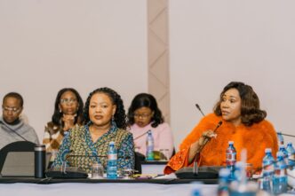 Senate president Lindiwe Dlamini and Minister of Foreign Affairs and International Cooperation Senator Pholile Shakantu during the workshop of senators on international legal instruments. (Photo: Ministry of Foreign Affairs and International Coopeation)