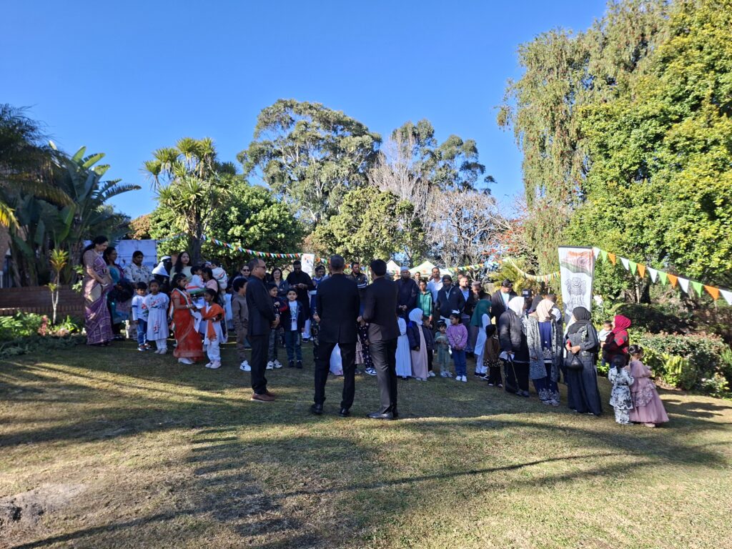 Indian High Commissioner N. Ram Prasad, his wife, Second Secretary and Head of Chancery Ajay Kumar Sharma, and members of the Indian diaspora in Eswatini gather at India House in Mbabane to mark India's 80th Independence Day on Saturday, 15 August 2026.