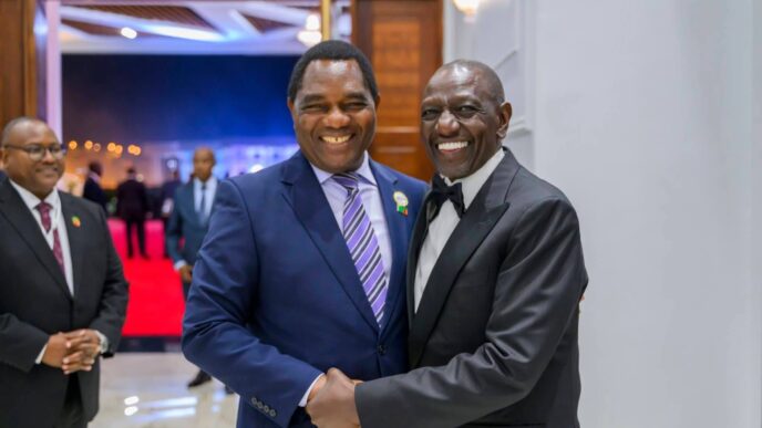 Zambian President Hakainde Hichilema meets fellow Heads of State and Government during a dinner hosted by Kenyan President William Ruto on 12 May 2026, ahead of the Africa Forward Africa–France Partnership for Innovation and Growth Summit. 📸 Photo: Mini