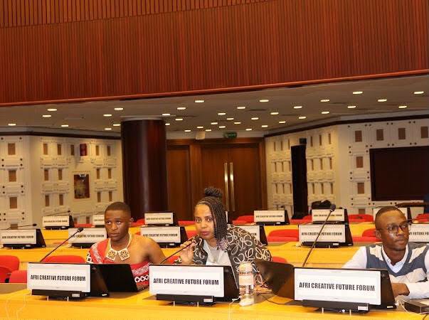 Sukoluhle Nxumalo pictured with fellow delegates during a session at the AfriCreative Future Forum (ACFF) in Addis Ababa, Ethiopia. | Photo: UNESCO Eswatini