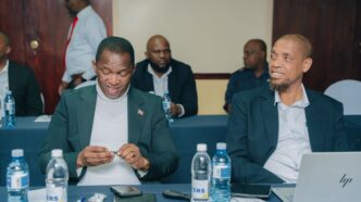 ERS Commissioner General Brightwell Nkambule with House of Assembly Speaker Hon. Jabulani Mabuza at the MPs Tax and Customs Retreat. Photo: ERS