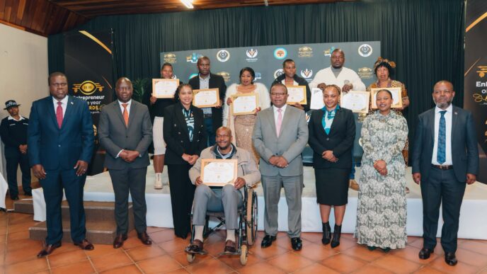 Group photo of the 2026 Entrepreneur of the Year Shiselweni Regional Awards winners and stakeholders, celebrating local enterprise and innovation. Photo: FNB Eswatini.