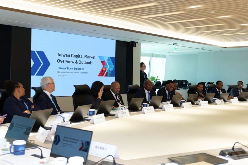 Prime Minister Russell Mmiso Dlamini and his delegation during a session with Taiwan Stock Exchange Chairman and Chief Executive Officer Sherman Lin and his team in Taipei, Taiwan.