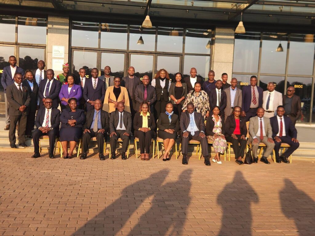 Delegations from Zambia and Malawi pose for a group photo with the Co-Chairs and Secretariats after concluding the three-day Joint Tourism Technical Committee meeting in Lilongwe. Photo by Ministry of Tourism Zambia.