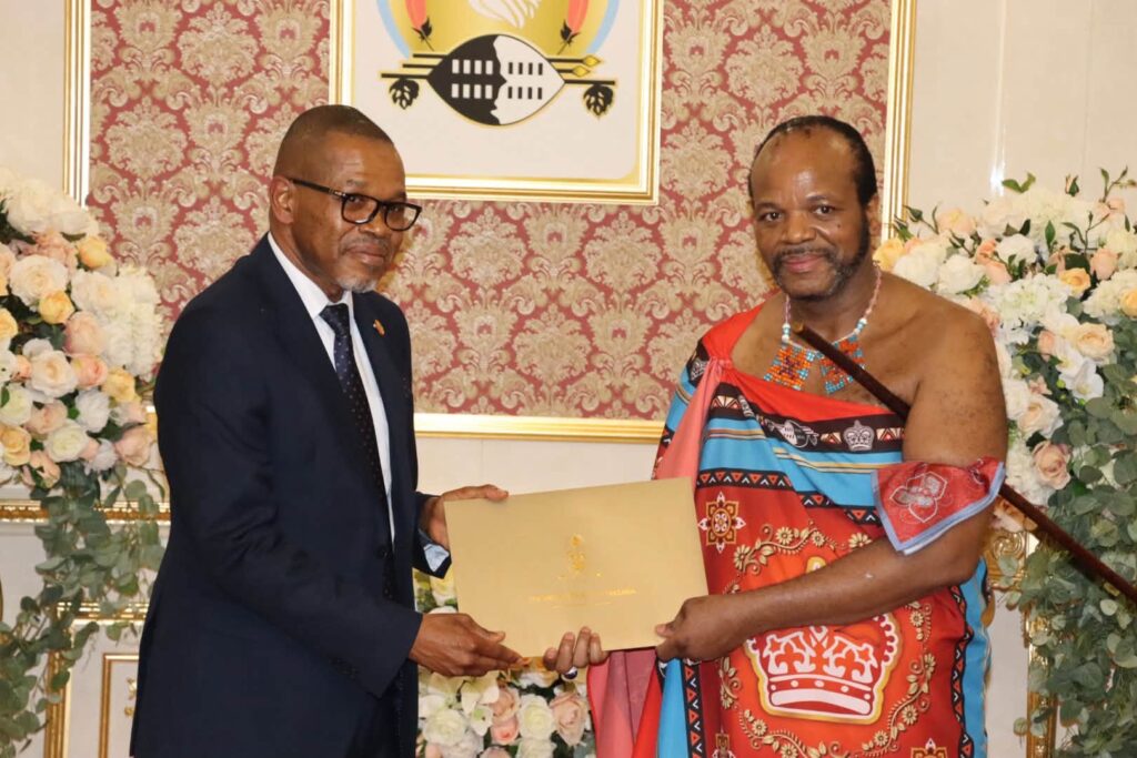 His Majesty King Mswati III receives letters of credence from Tanzania’s Ambassador designate C.P. Hamad Khamis Hamad at Lozitha Palace.