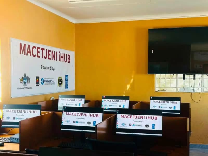 Computers at the newly opened Macetjeni iHub, which will provide local residents with access to digital technology and training.