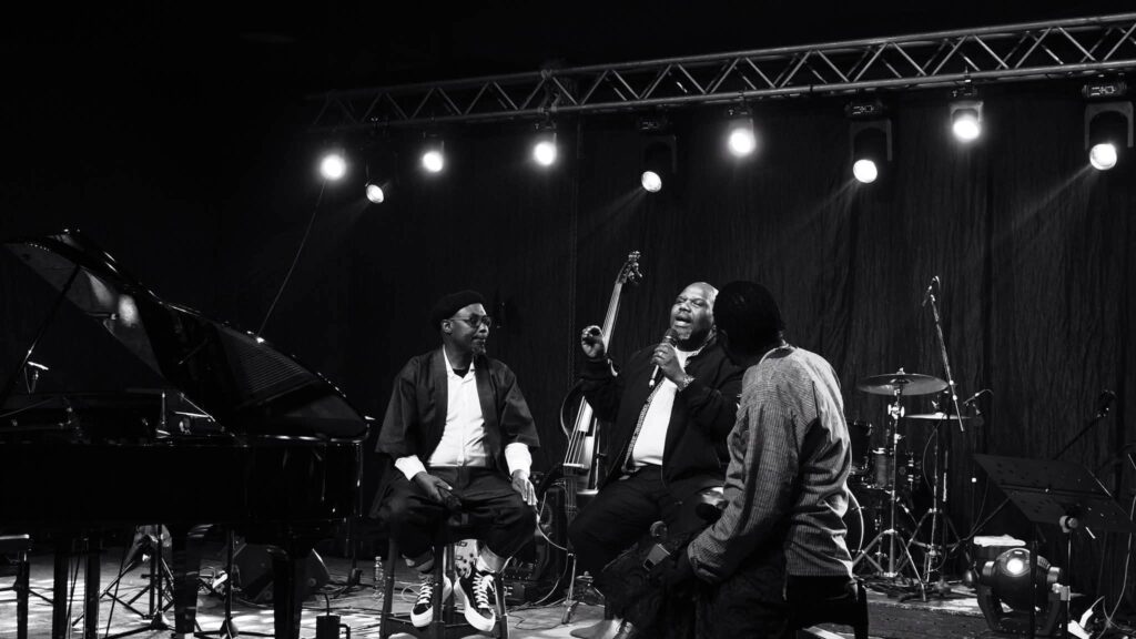 Renowned South African bassist and producer Victor Masondo speaks about producing Phuphani, the debut African jazz album by Eswatini-born artist Akuse Khula, during a Q&A session. 📸 Credit: [Sizo Hlophe/Eswatini Theatre Club]
