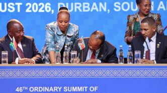 His Majesty King Mswati III signs an agreement amending Article 33 of the SADC Treaty ahead of the closing ceremony of the 46th SADC Summit in Durban, South Africa.