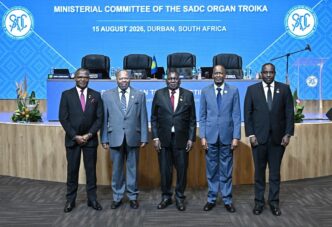 Ministers and senior officials from SADC Organ Troika member states pose for a group photograph during the Ministerial Committee meeting in Durban, South Africa. Photo: SADC.