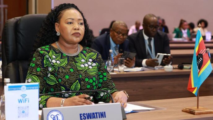 Eswatini Minister of Foreign Affairs and International Cooperation Pholile Shakantu represents His Majesty King Mswati III at the SADC Organ Troika Summit in Durban, South Africa. Photo: SADC.