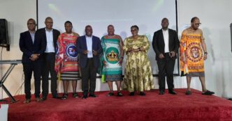 Deputy Prime Minister Thulisile Dladla poses for a group photograph with gospel artist Sipho “Big Fish” Makhabane, organisers, judges and participants during the launch of the Eswatini Praise Talent Search at Sibane Sami Hotel in Ezulwini. 📸 Photo: Eswatini Government
