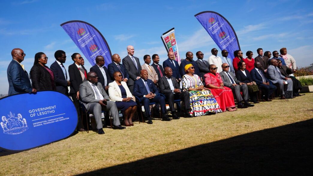 Government officials, development partners, private sector representatives, academics and civil society members pose for a group photograph during the national Artificial Intelligence strategy and Data Centre Blueprint workshop in Maseru, Lesotho.