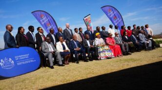 Government officials, development partners, private sector representatives, academics and civil society members pose for a group photograph during the national Artificial Intelligence strategy and Data Centre Blueprint workshop in Maseru, Lesotho.