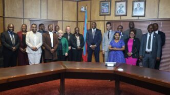 Prime Minister Russell Mmiso Dlamini poses with the Red Cross delegation after their meeting in Mbabane. 📸 Photo: Government of Eswatini