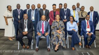 Delegates attending the Bank Supervision Application Support Office Strategic Plan 2027 to 2029 meeting pose for a group photo at the Central Bank of Eswatini.