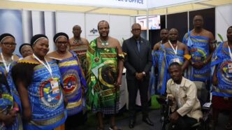 Deputy Prime Minister Thulisile Dladla and her team at the DPMO stall, Pavilion 2, during the Eswatini International Trade Fair, where King Mswati III met Sifiso Maseko, a young innovator who converted his wheelchair into a motorised vehicle. Photo by DPMO