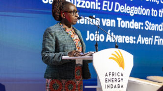 A speaker addresses delegates at a previous edition of the Africa Energy Indaba at the Cape Town International Convention Centre in South Africa