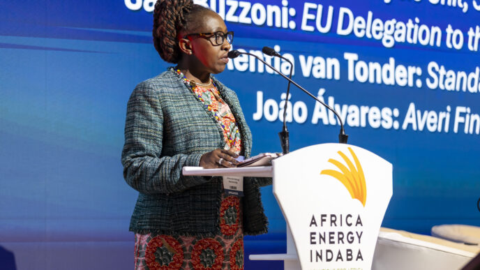 A speaker addresses delegates at a previous edition of the Africa Energy Indaba at the Cape Town International Convention Centre in South Africa