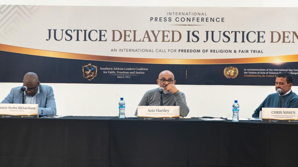 Panelists and attendees at the SALC FFJ press conference in Cape Town.